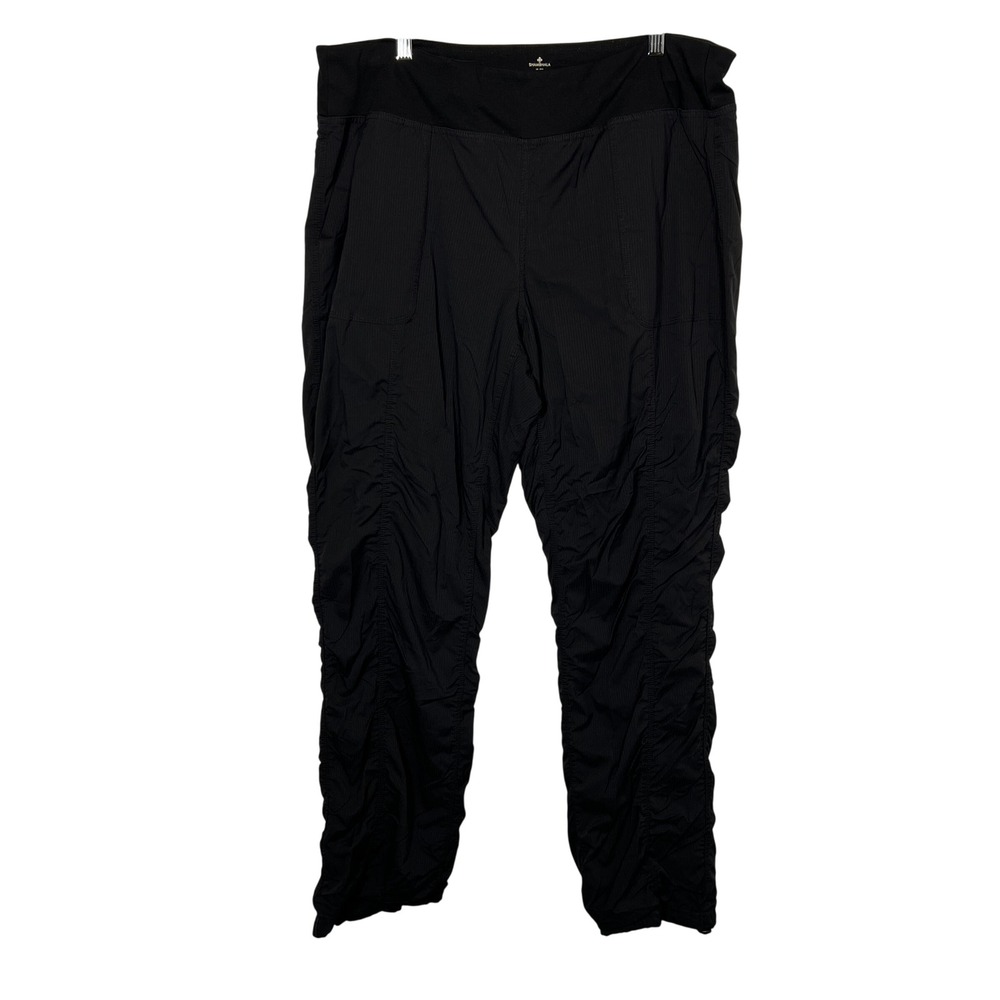 Black Studio Pants Ruched Leg Shambhala Hiking Outdoor Stretch XL Gorpcore